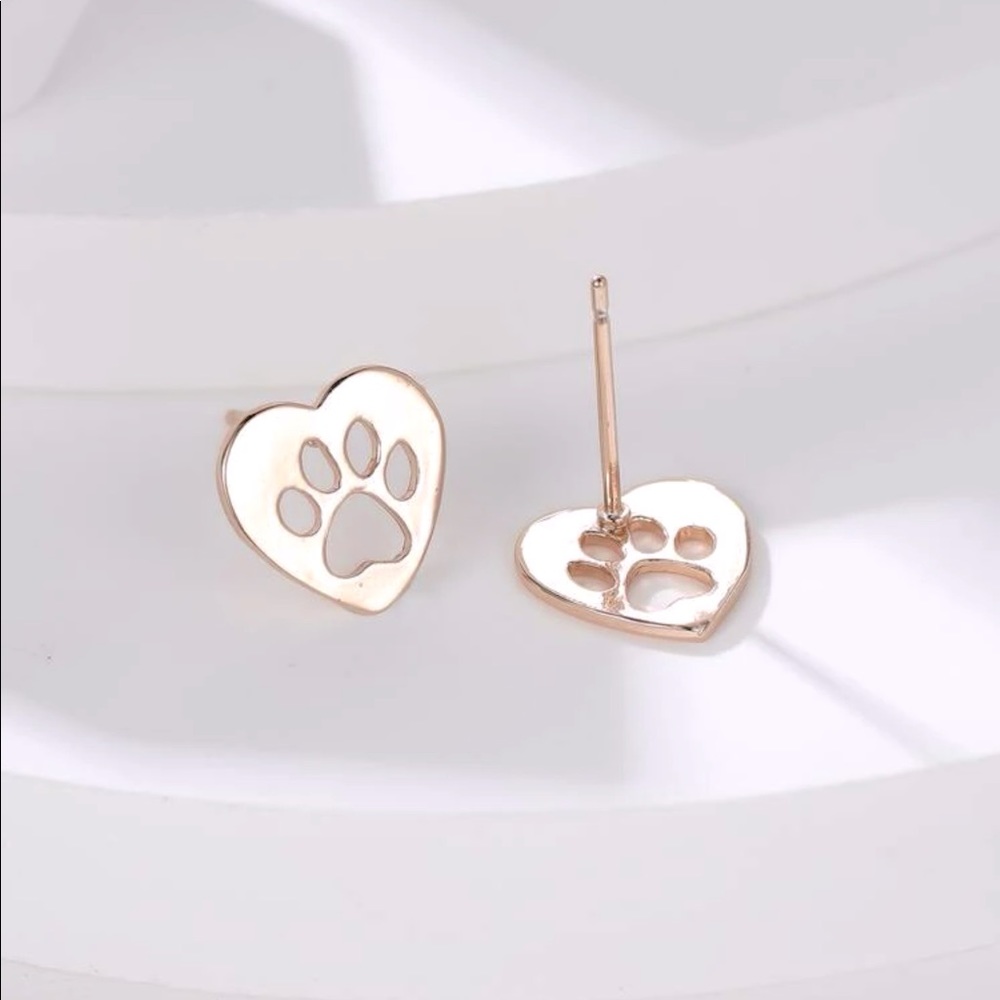 3 FOR $24 18K Rose Gold Paw Decor Earrings